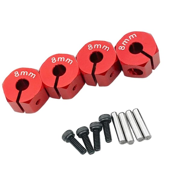 4x Rc Hex-hjulnav Drive Adapter For Scx10 Cc01 1/10 Rc Bil 12mm Svart 8mm Red