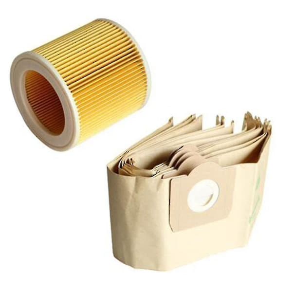5x støvpose 1x filter for Karcher WD3 Premium støvsuger -sakura