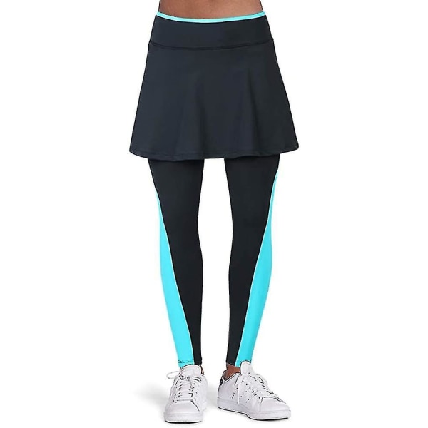 Nederdele leggings til kvinder, yoga leggings med nederdele & dame tennis leggings tøjlommer BULE Medium