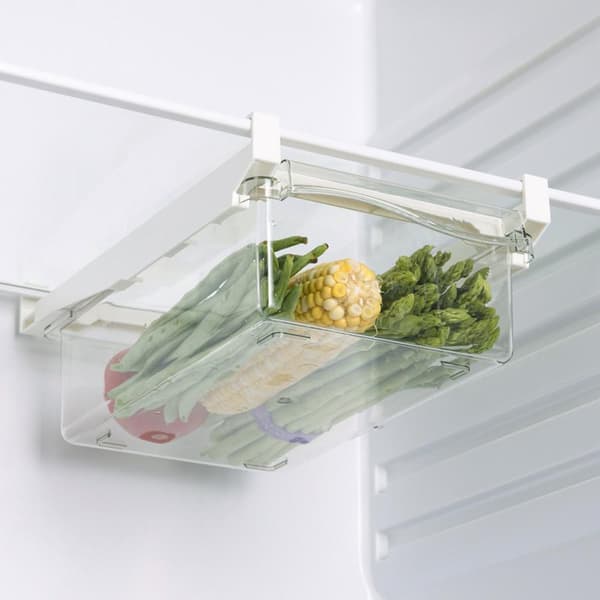 Refrigerator Organizer Transparent Storage Box Extendable Refrigerator Drawer for Fruits Vegetables, 32 * 21 * 12 cm