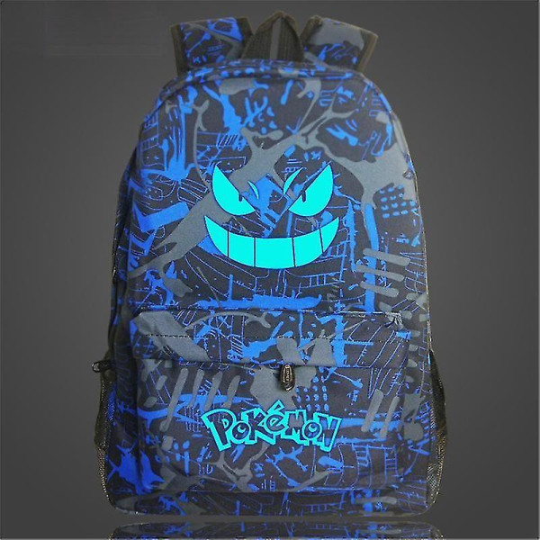 Uusi Pokmon-reppu valoisa koululaukku pojille tytöille opiskelijoille matkalaukku vedenpitävä kulutusta kestävä Mochilas Black blue