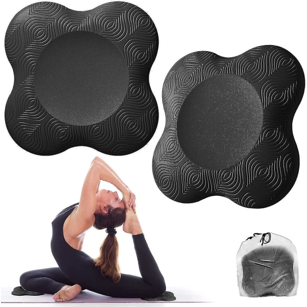 2 pakke yoga knebeskyttere, yoga knestøtte Komfortable lettvekts yoga knebeskyttere, svart