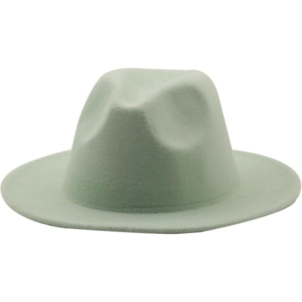 Kvinner Menn Filt Fedora Hat Ull Vintage Gangster Trilby With Wide Brem Gentleman Lady Winter Simple Jazz Caps Green03 small