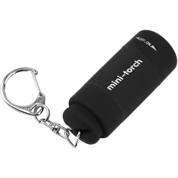 Led Ficklampa Uppladdningsbar USB Mini Torch Nyckelring Tillbehör Ljus Present Flerfärgad Valfri black