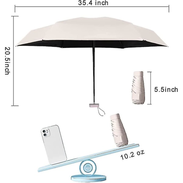 Liangnv Travel Sun Rain sateenvarjo kävelyyn case kanssa, kompakti UV-sateenvarjo auringolle ja sateelle