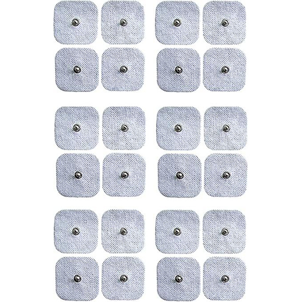 Elektrodepuder med trykknap til TENS EMS maskiner 5 x 5 cm pakke med 24 (firkantet)