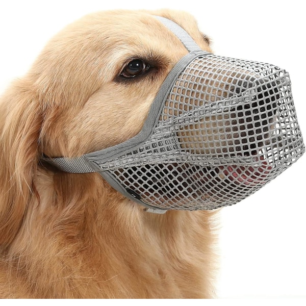 Hundemundkurv med justerbare stropper, blødt netbeklædt næseparti til små mellemstore hunde Gray S