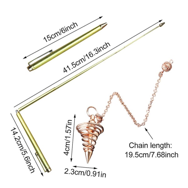 4 stk Dowsing Rod Sæt Holdbar Detect Guld Messing Vand Med Pendulum Pendel Værktøj