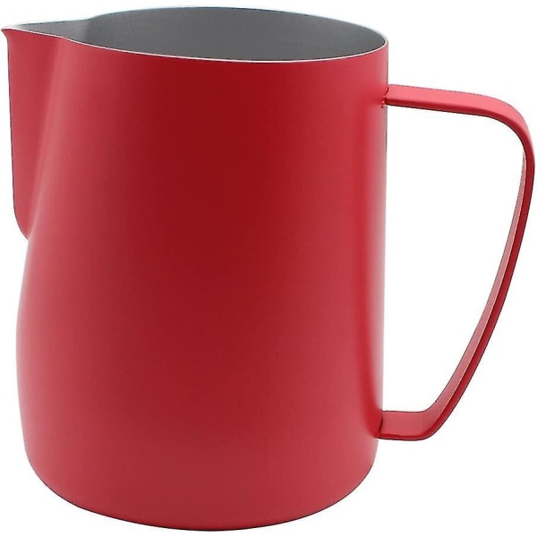 Kanne Melkeskummer i rustfritt stål for kaffe lattekopp og skummende melk, 600 ml, rød (350 ml, rød)