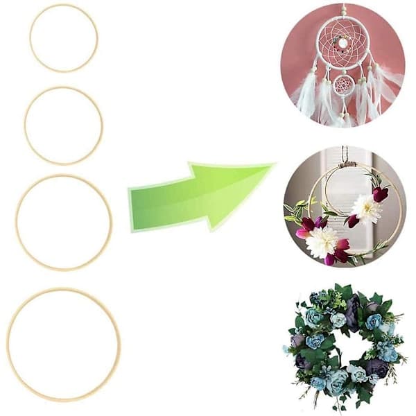 Drömfångarringar 12st Trä Bambu Blomsterbåge För DIY Kransdekor Bröllopskransdekor Och Väggdekoration