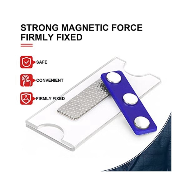Magnetiska namnetiketter, magnetiska märkeshållare med 3 starka magneter, företagsnamnetikett/id-märke 10