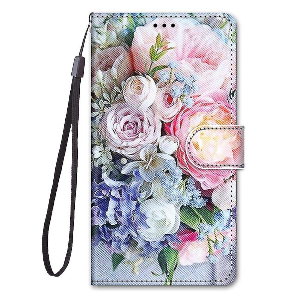 Uusi case , joka on yhteensopiva Samsung Galaxy A21s Creative Pattern Tui -magneettikorttikotelon lompakon kanssa - Kukkakimppu
