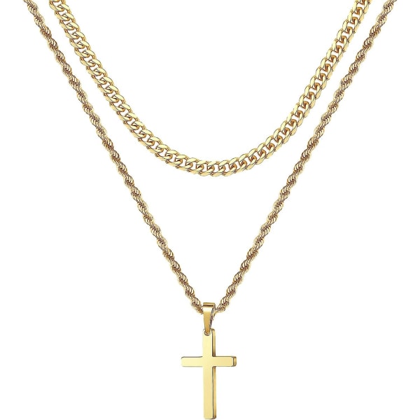 Korshalsband för män. Guld Svart Silver Mens Cross Halsband Rostfritt stål