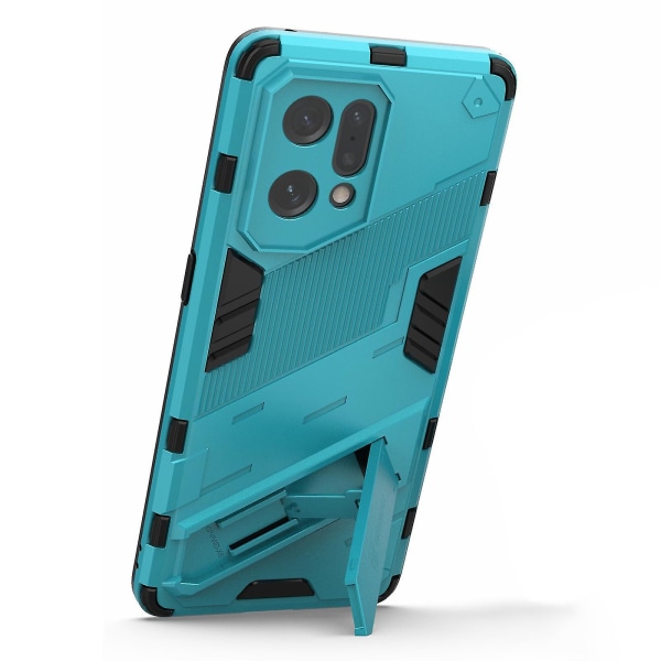 For Oppo Finn X5 Godt beskyttet Anti-ripe Hard Pc + Soft Tpu Mobilveske Kickstand Cover - Svart Baby Blue