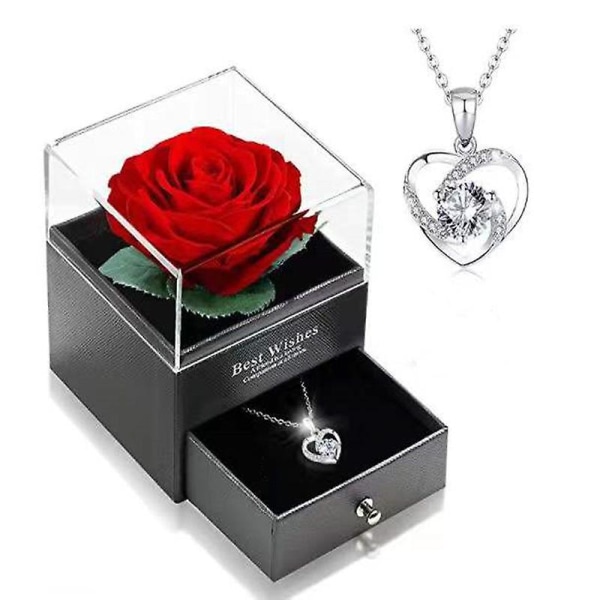 Eternal Real Rose, Infinity Roses, Smykkegaveeske, Bursdag, Valentinsdag, Bryllupsdagsgaver