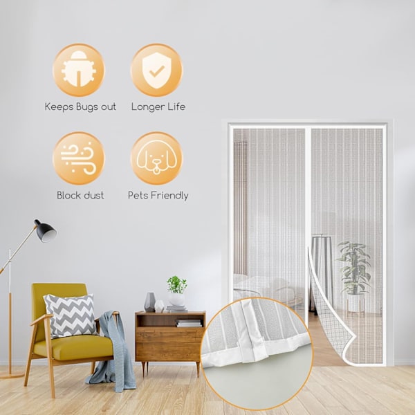 Magneettiset hyttysverhotMagneettiset oviverhot Hyttysverkko Hyönteisverkko Tehokkailla magneeteilla ja täyskehyksisellä tarranauhalla jopa 80 cm x 200 cm