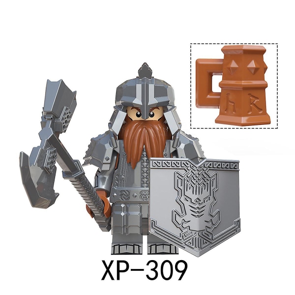 8 stk Ringenes Herre byggekloss Doll Dwarf Series Leader Warrior Warrior Building Block Minifigure