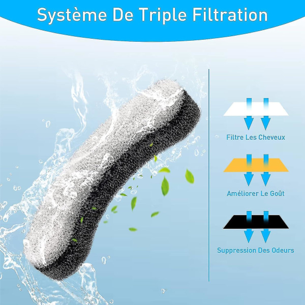 6 stk. Katte Vannfontene Filter, Wf050tp, Wf100 Transparent Drikkevannskran med Super Stille Pumpe, Vanndispenser med Filter, Filtererstatning