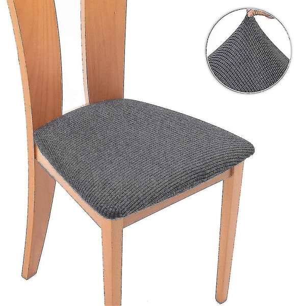 6 stk stretch Jacquard stol sædebetræk Dark gray