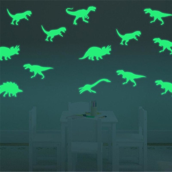 9 st/ set Glow In The Dark Lysande Dinosaurier Klistermärken Barnrum Väggdekoration