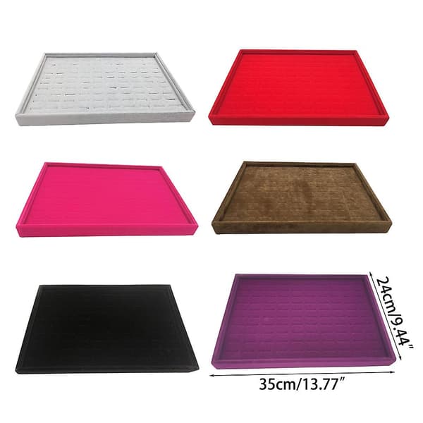 100 pladser Smykker Display Bakke Ring Opbevaring Display Box Ringe Display Bakke Rose Red