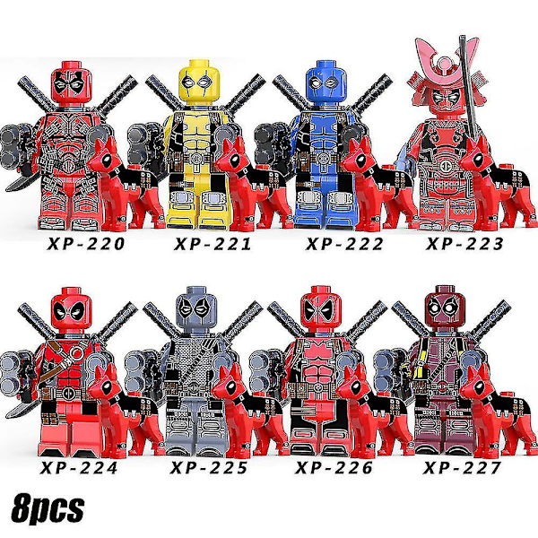 8 stk/sæt Superhero Series Minifigurer Byggeklodser Kit, Deadpool Mini Action Figurer Legetøj Fans Gaver til 3 år + Ki