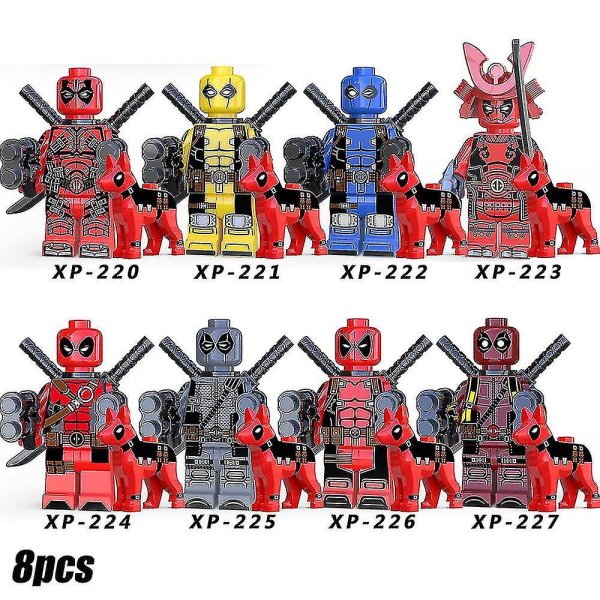 8st/ set Superhjälteserien Minifigurer Byggklossar Kit, Deadpool Mini Actionfigurer Leksaker Fläktar Presenter i 3 år + Ki
