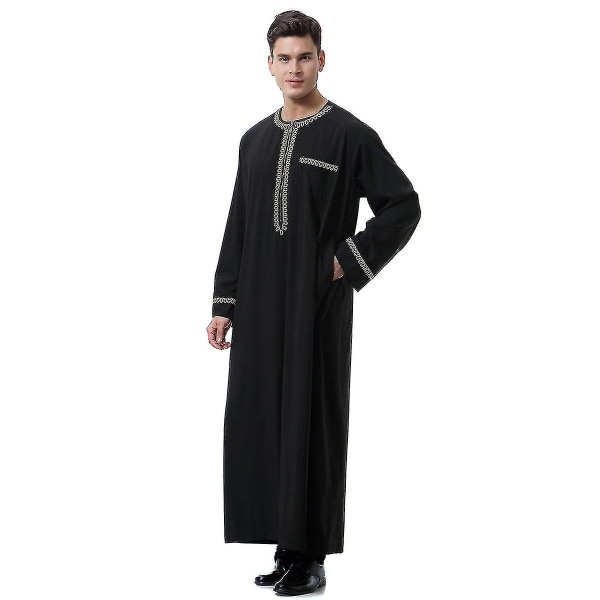 Män Muslim Saudi Robe Kaftan Dubai Tunika Long Top Blus Thobe