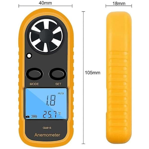 Fly-/Navigasjons LCD Digitalt Anemometer (med batteri)
