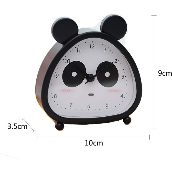 Barnevekkerklokke, analog vekkerklokke, Panda Mini tickless vekkerklokke med høy vekkerklokke, batteridrevet