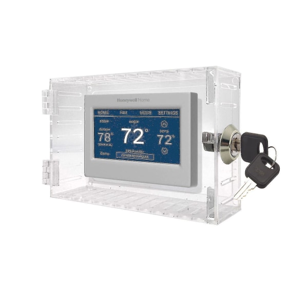 Universal termostatlåsboks med nøkkel, klar stor termostatbeskyttelse for termostat på vegg, termostatbeskyttelse, termostatdeksel