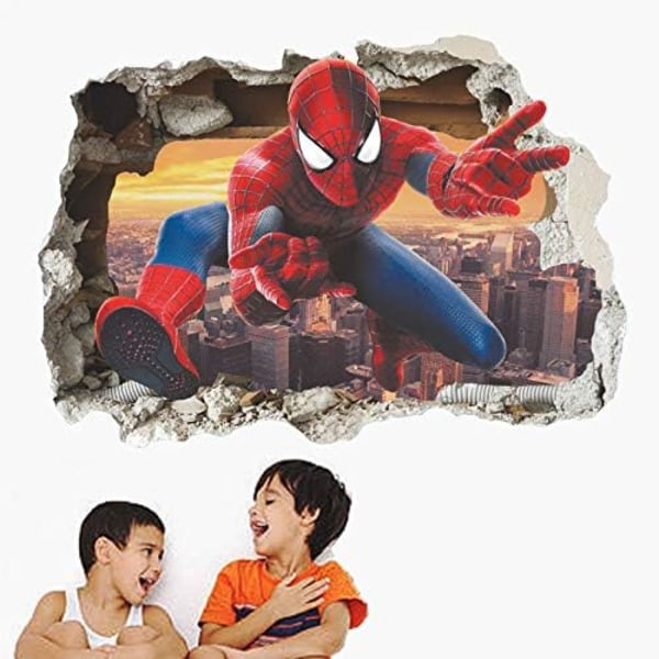 Spiderman veggdekor 3D-effekt klistremerker Romdekor dekorasjon Giant flyttbar selvklebende veggdekor for barn Spiderman veggdekor