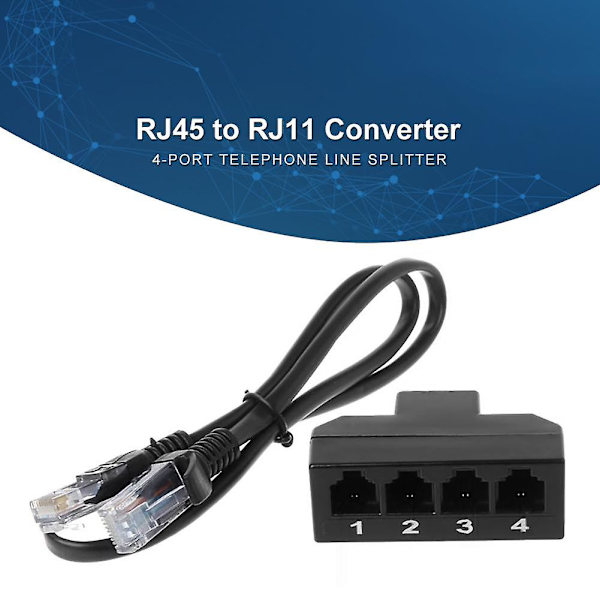 Rj45 til Rj11 konverter adapter 4 porte telefon splitter Fremragende linje konverter netværk telefon adapter 2 pakker
