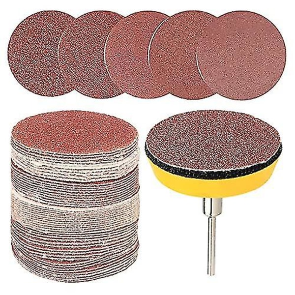 50 stk 2 tommers roterende slipeskiver sett med 18 skaft støtteplate for drill slipemaskin roterende verktøy 6080 120150 180 korn slipepapir