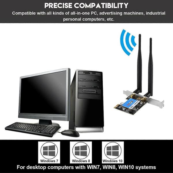 PCIE Netværkskort 433Mbps Dual Band 2.4g 5G til Bluetooth 4.0 til Bluetooth Netværkskort til Stationær Computer YEMMA