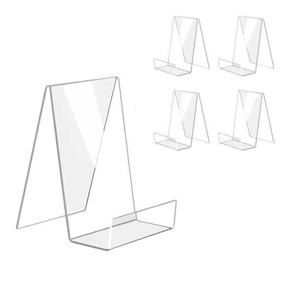 5-pak Akryl Bogstøtter, Transparent Bogdisplaystativ