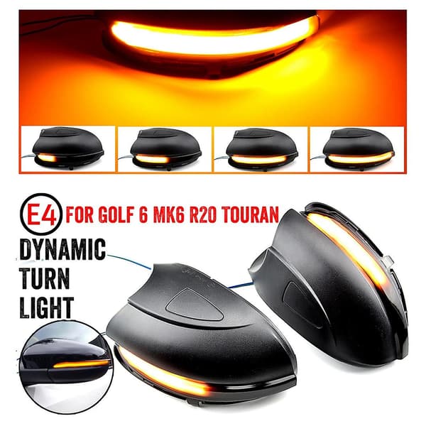 LED-sidevinge dynamisk blinklys Bakspeilindikator For-GOLF 6 VI MK6 R Line R20 black