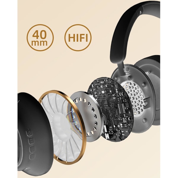 Langattomat Bluetooth-kuulokkeet korvan yli mikrofonilla, melua vaimentavat kokoontaitettavat kevyet kuulokkeet, upea basso urheiluun, matkoille ja kuntosalille