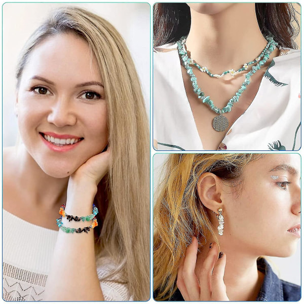 1400 st Kristallsmyckestillverkning, 28 färger ädelstenspärlor för smycketillverkning, oregelbundna stenpärlor för halsband Armbandsring Örhängentillverkning
