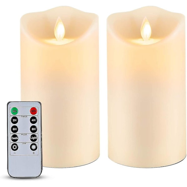 6 X 3.25 Outdoor Waterproof Flameless Candles, Flickering Moving Flame Led Candles, Battery Operated Candles Remote