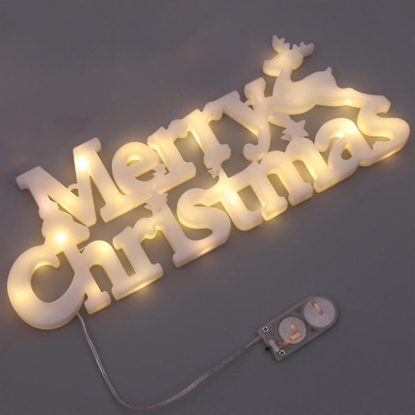 Juletre hengende ornamenter, juledekor lys til juletre krans, juledekor hvit - knapp batteri