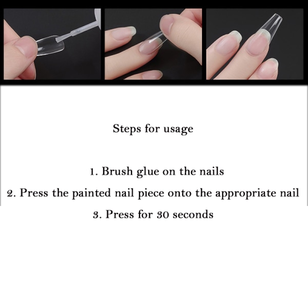 Fake Nails, 500 st Akryl Nagelkapslar Klara naglar