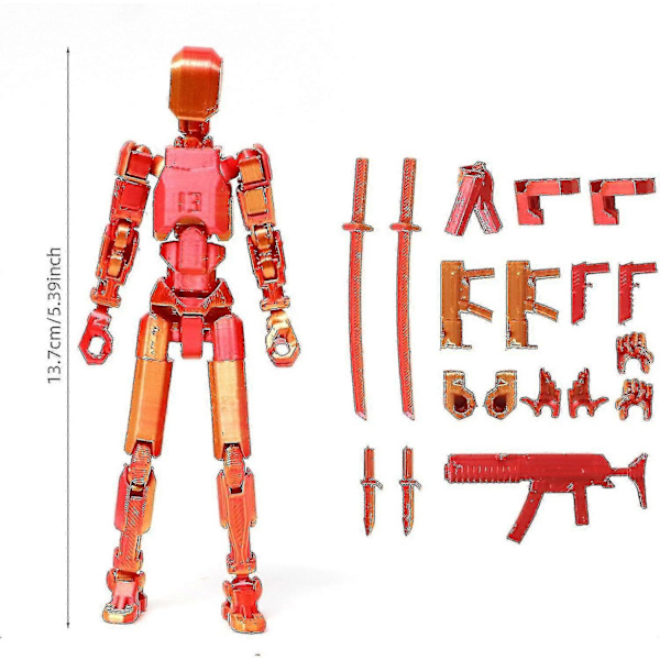 T13 Action Figure, Titan 13 Action Figure 3d Titanien Figuuri, 3d Tulostettu Action Figure Nova 13 Action Gold red