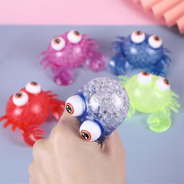 Krabba Klämleksak Flexibel Elastisk Antistressboll Färgad Nyp Leksak Lindra Stress Ventilationsleksaker Fidget Squishes Dekompressionsleksak Party Favor KAESI