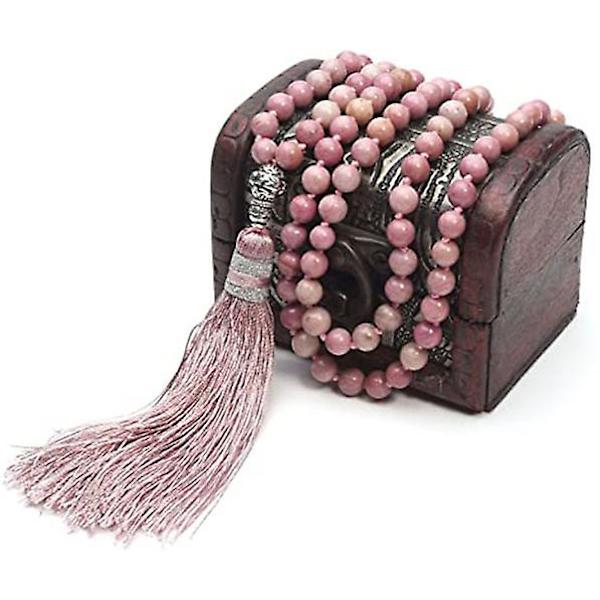 Dame 108 Mala Bønneperler Wrap Halskæde Med Lang Kvast Helbredende Krystal Sten Halskæder Yoga Meditation Reiki Quartz Smykker