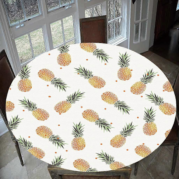Vattentätt Halkfritt Runt Elastiskt Bordsöverdrag Klassiskt Mönster Bordsduk C - 120cm (48 Inch)