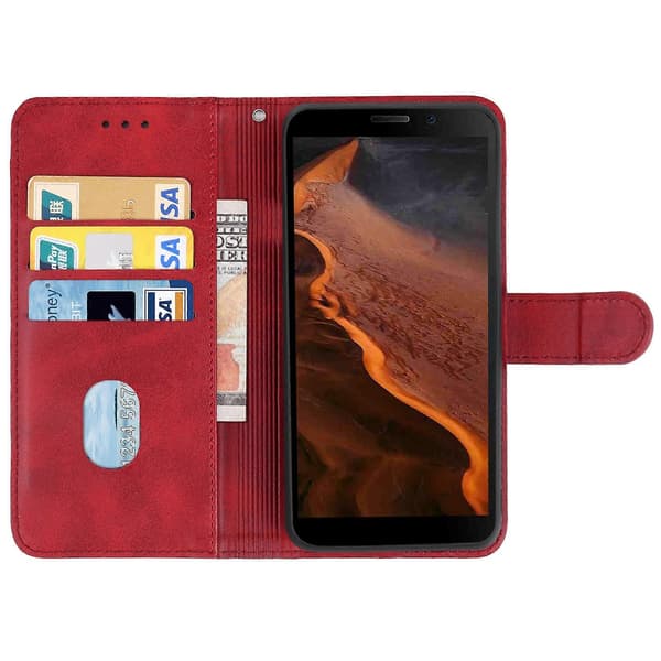Læder Telefon Cover til Doogee S61/S61 Pro Red