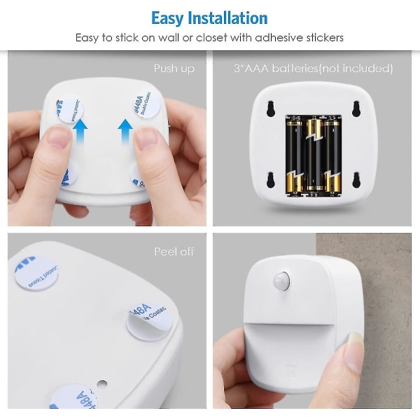 Bevegelsessensorlys, trådløst batteridrevet LED-nattlys, vegglys, skaplys, sikkerhetslys for trapper, gang, (varm hvit - 6-pakning)