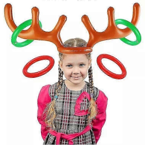 3 sæt Jule Spil Oppustelig Rensdyr Gevir Hat Ring Kast Julegave til Børn Nytår Jul Udendørs Oppustelige Legetøj Forsyninger