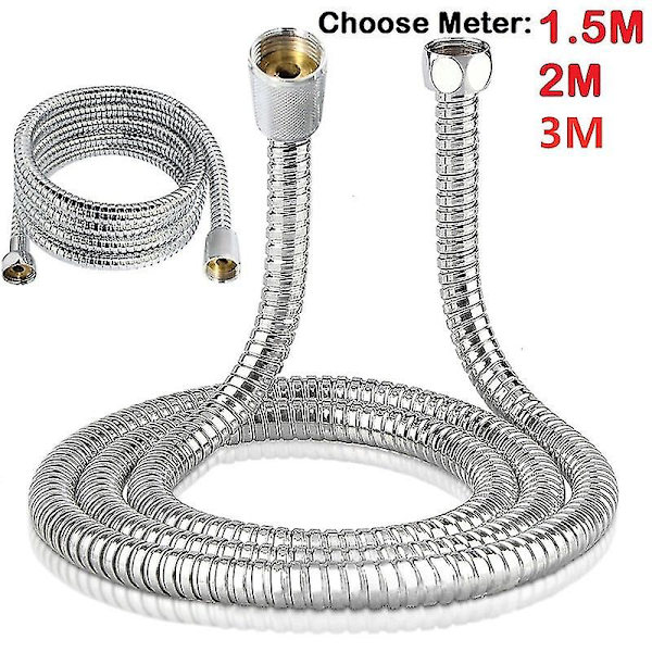 Rustfritt stål fortykket dusjslange 3 meter G1/2 baderom Håndholdt tilkobling Rørsprøyteslange Ny 150CM